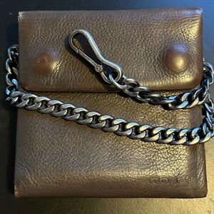 RARE COACH Gray Loved Leather Men's Chain Wallet early 2000’s Y2K Vintage